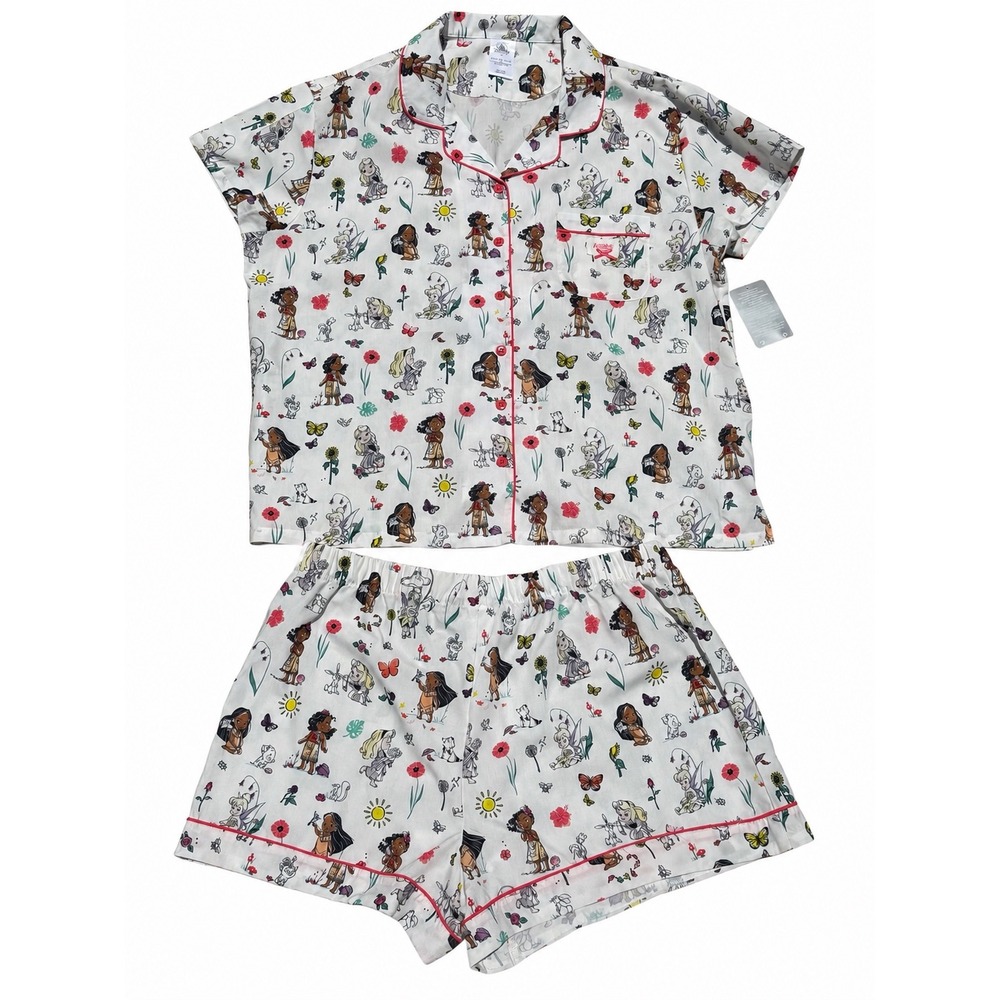 Disney Animators' Collection Moana & Tink Princess Pajama Set Short & Tee - NWT